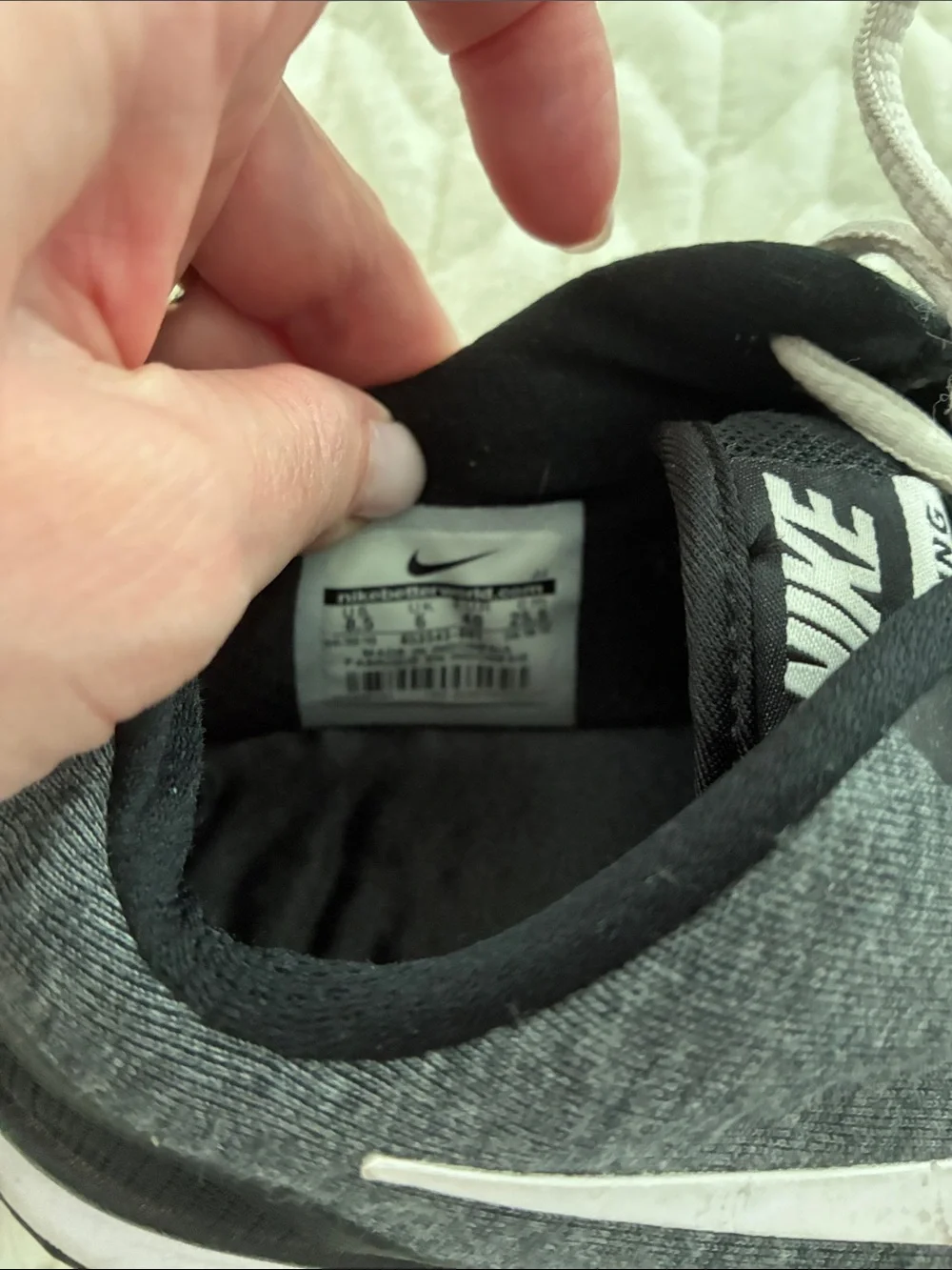 Nike Black and Gray Athletic Trainers with White Swoosh 8.5
